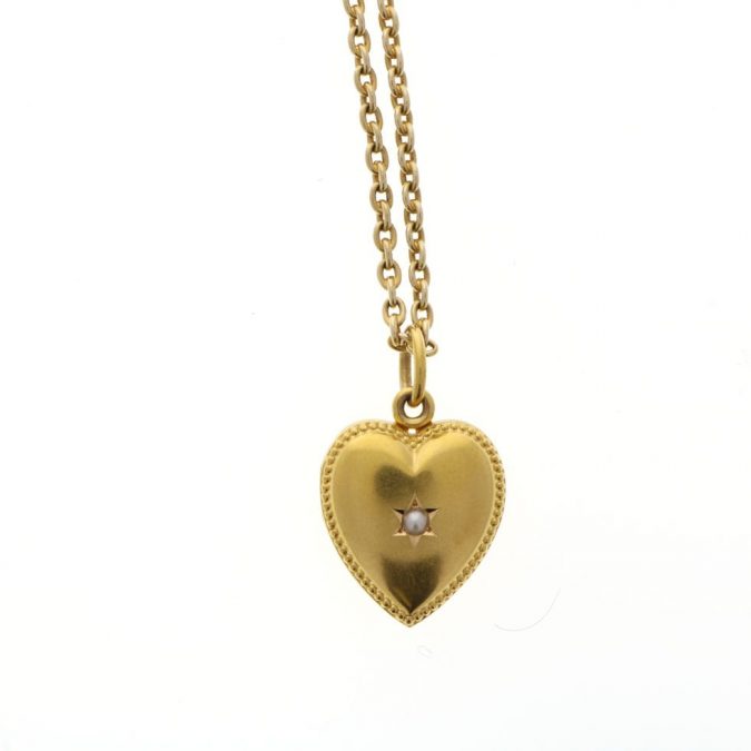 Estate Heart Locket with Seed Pearl