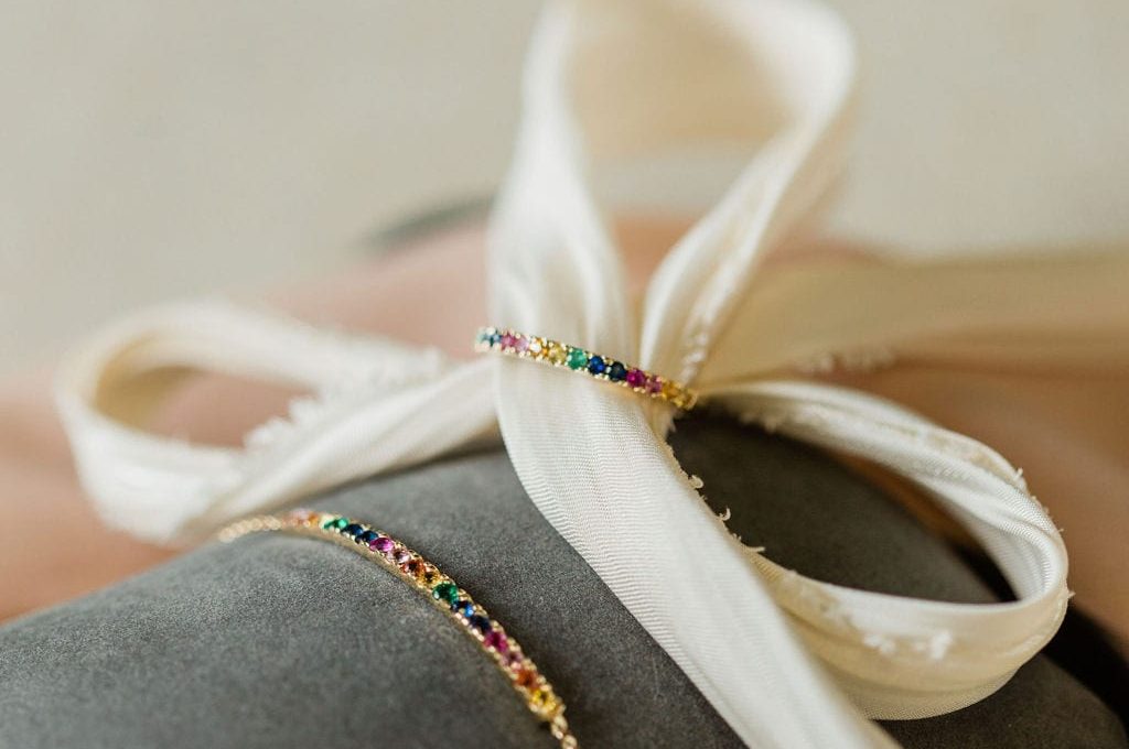 rainbow gemstone ring and bracelet