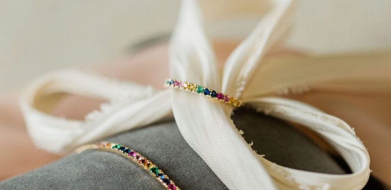 rainbow gemstone ring and bracelet
