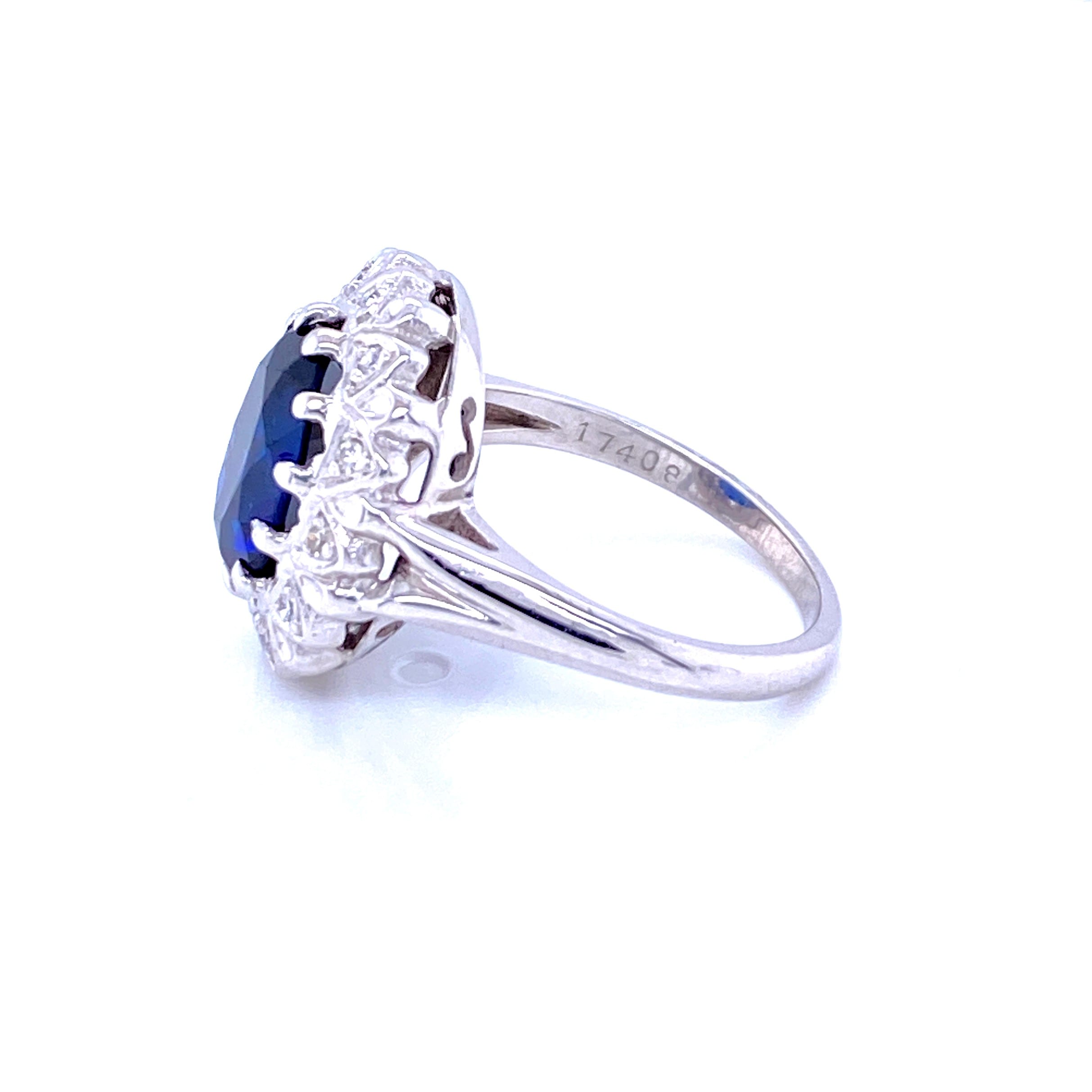 Estate Synthetic Sapphire and Diamond Ring | Nelson Coleman Jewelers