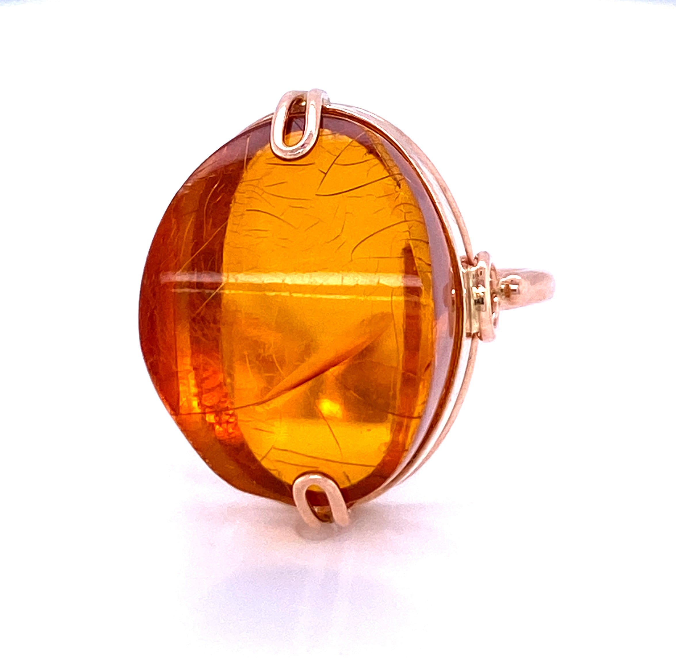 Estate Amber Ring in Rose Gold | Nelson Coleman Jewelers