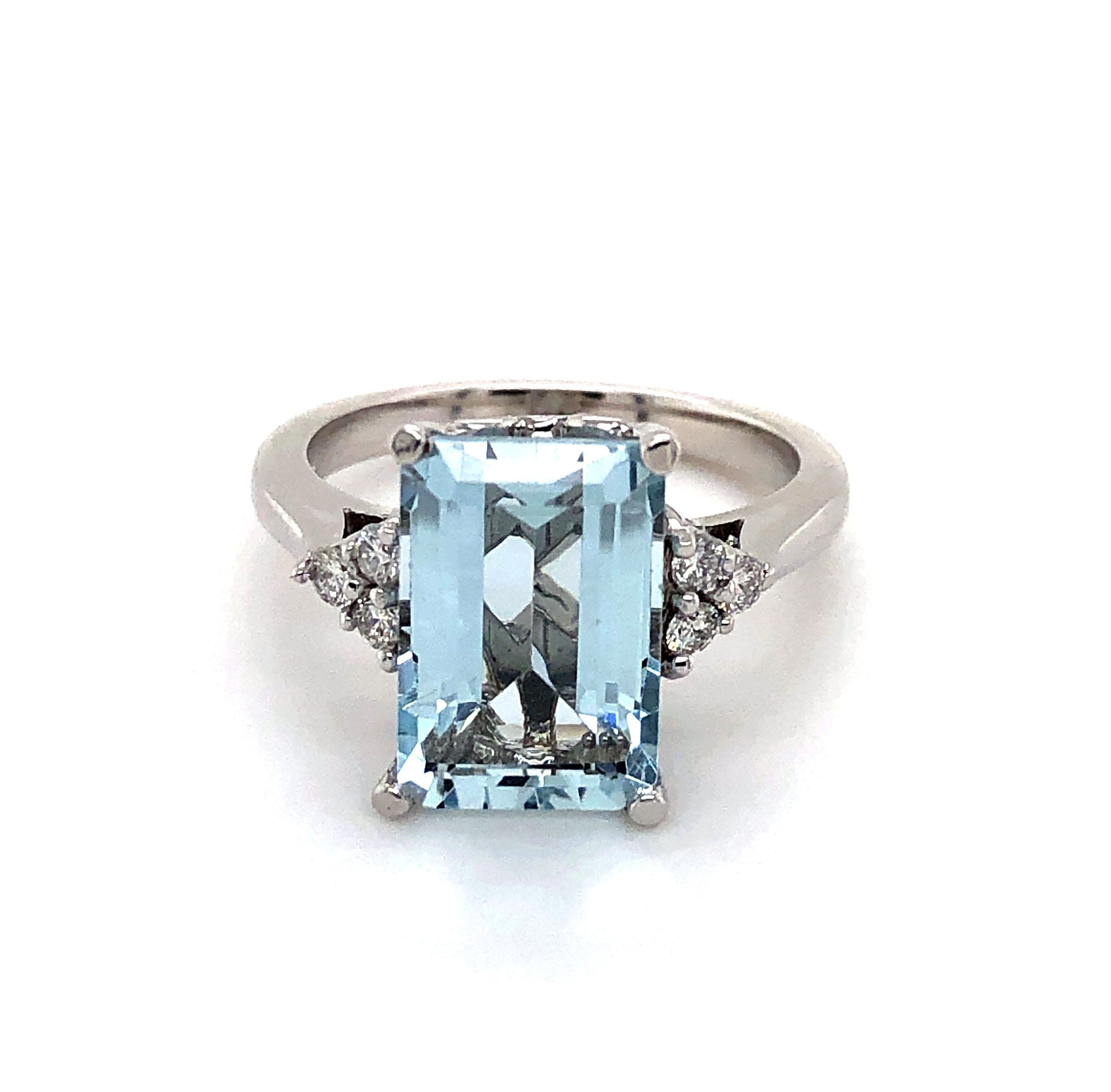 Estate Aquamarine Ring with Diamonds in White Gold | Nelson Coleman ...