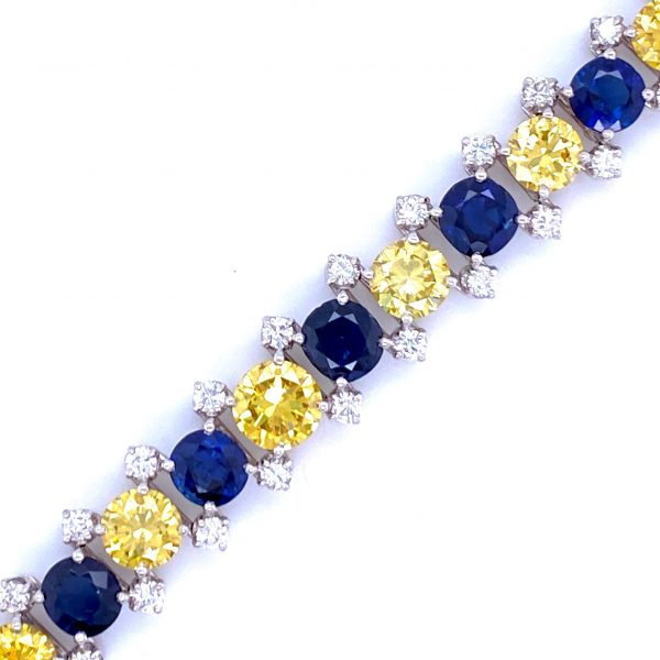 Estate Yellow Diamond and Burma Sapphire Bracelet
