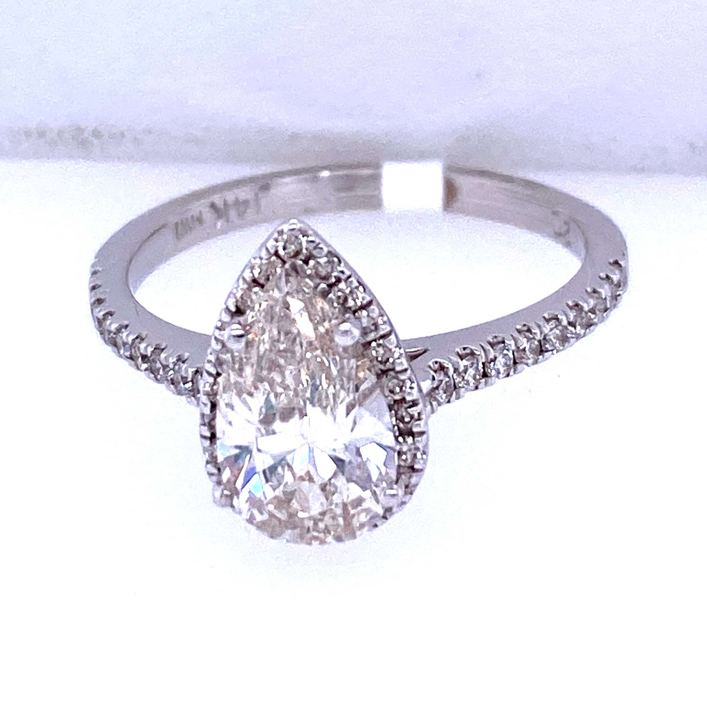 Pear Shaped Diamond Halo Engagement Ring - Nelson Coleman Jewelers