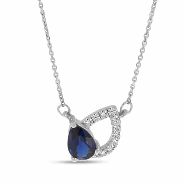 Pear Shaped Sapphire and Diamond Necklace