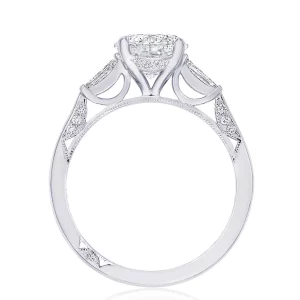 Three Stone Crescent Engagement Mounting by Tacori
