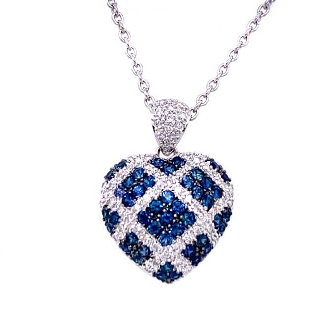 Sapphire and Diamond Heart Pendant