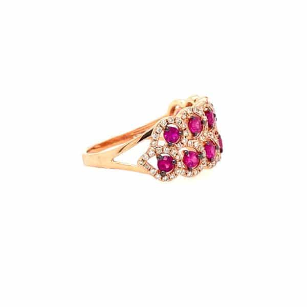 Double Row Ruby and Diamond Ring