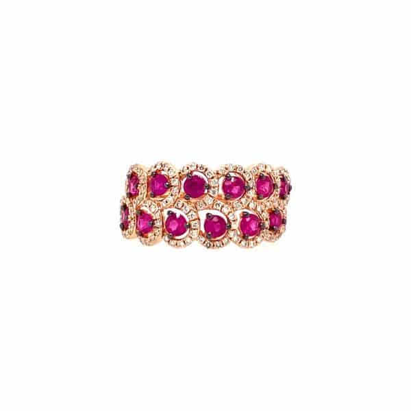 Double Row Ruby and Diamond Ring