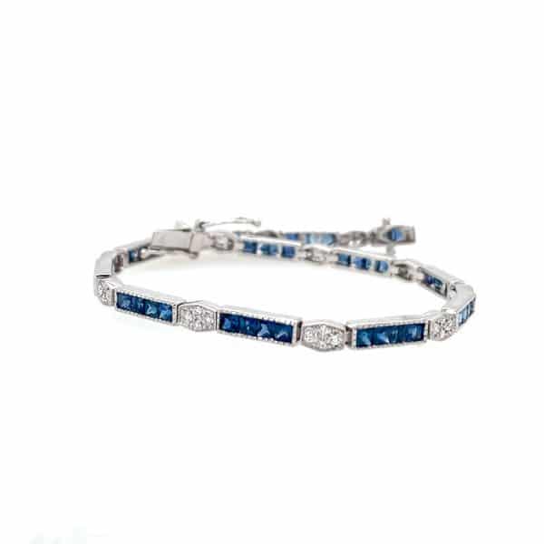 Sapphire and Princess Cut Diamond Bracelet