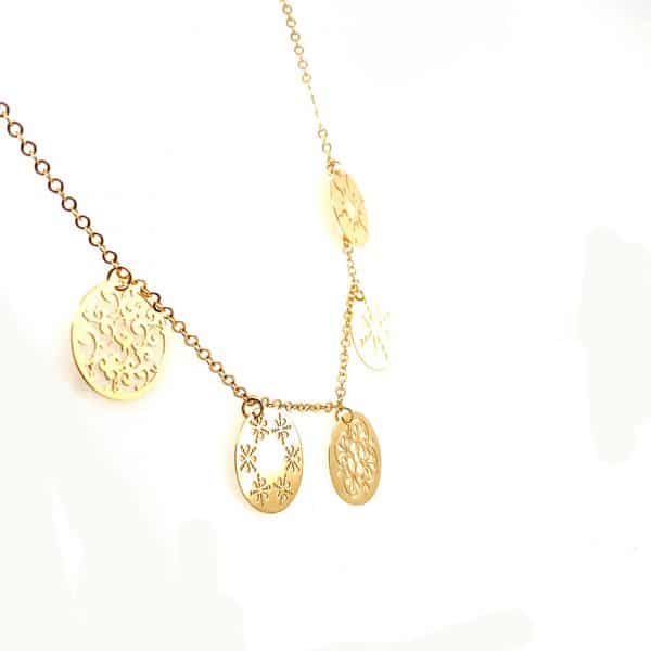 Yellow Gold Cut Out Disc Necklace