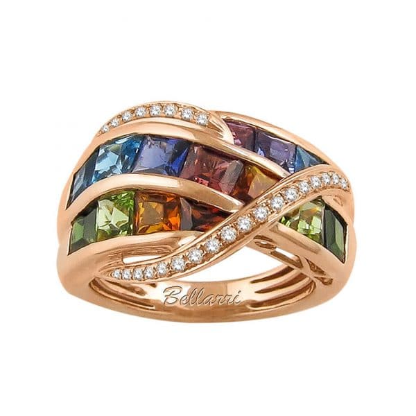 Multi-stone Diamond Crossover Ring by Bellarri