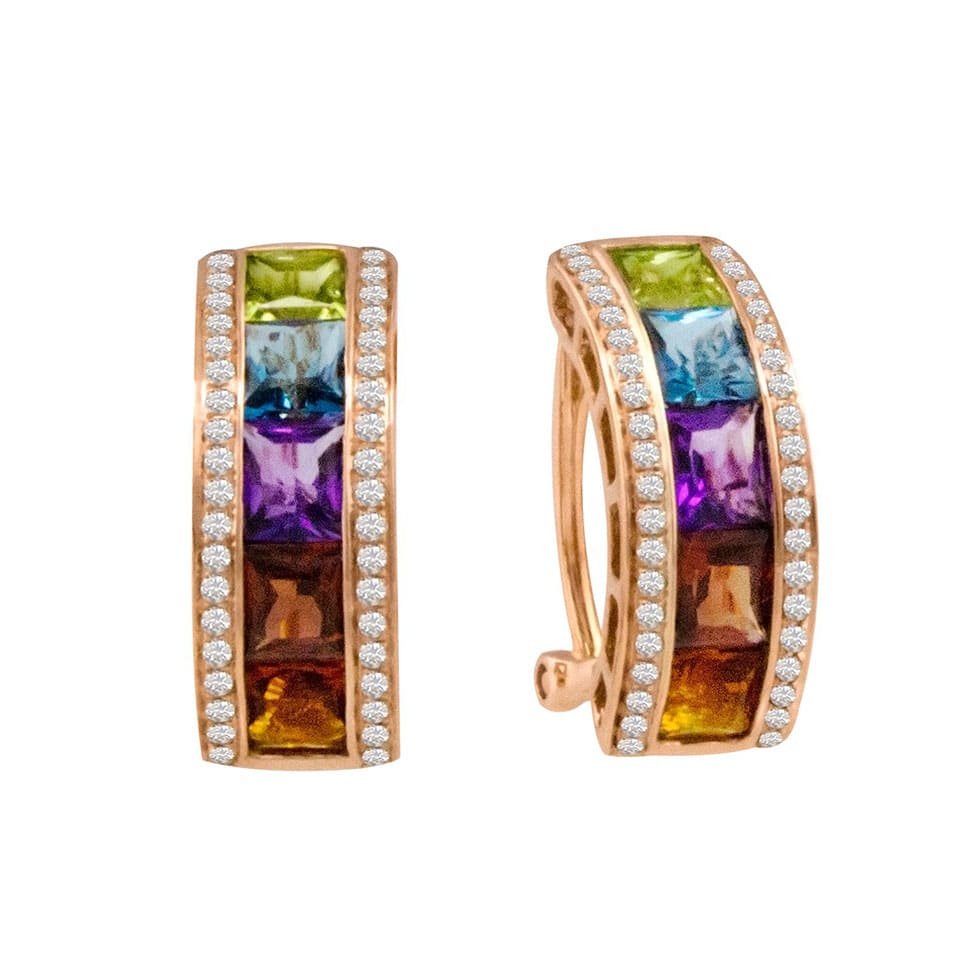 Multi-gemstone and Diamond Earrings by Bellarri