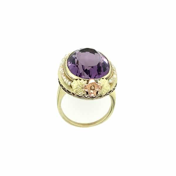 Estate Amethyst and Seed Pearl Ring