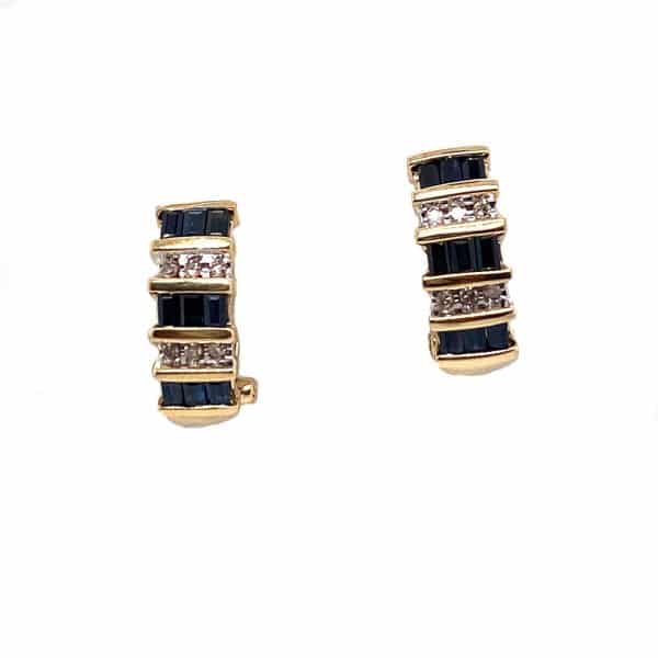 Estate Bar Set Sapphire and Diamond Earrings