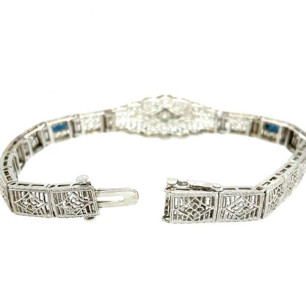 Estate Synthetic Sapphire and Diamond Bracelet