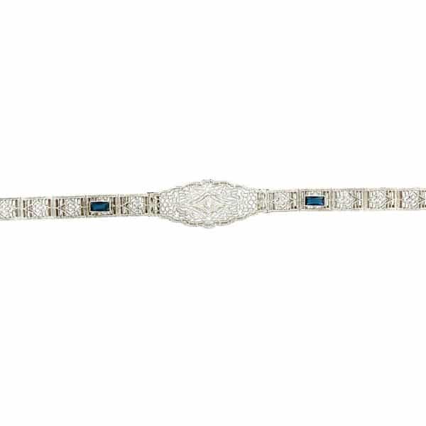 Estate Synthetic Sapphire and Diamond Bracelet