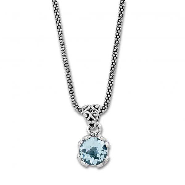 sterling silver blue topaz pendant