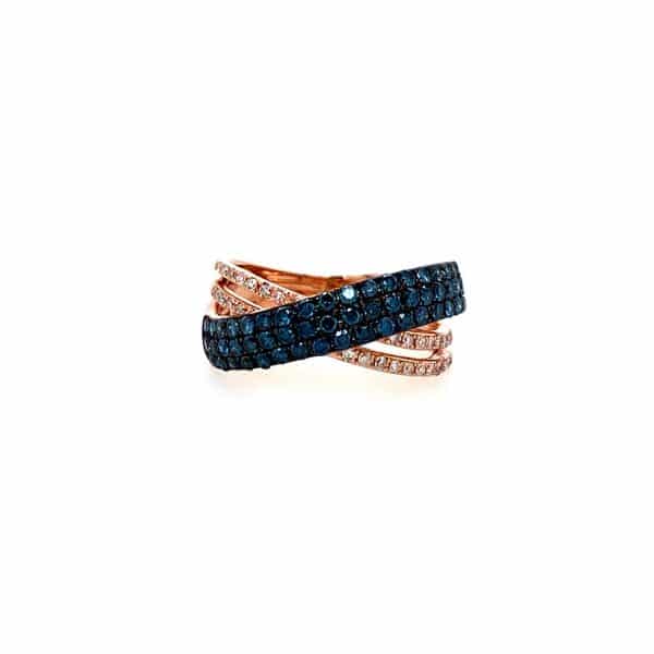 Blue and White Diamond Crossover Ring by Effy