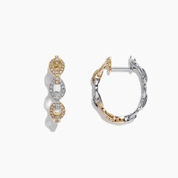 Two-tone Diamond Link Hoops by Effy