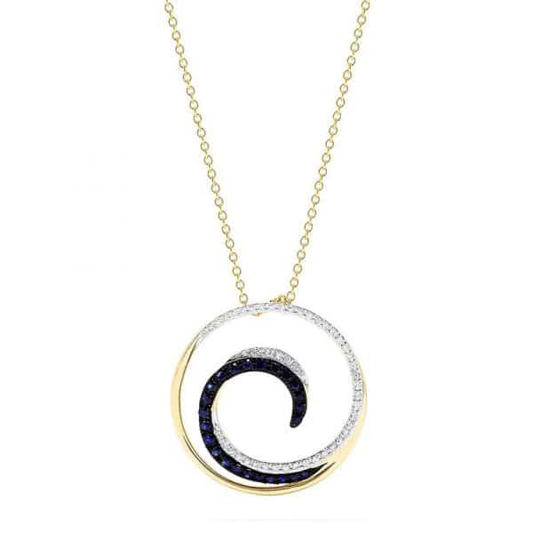 Sapphire and Diamond Wave Pendant by Effy