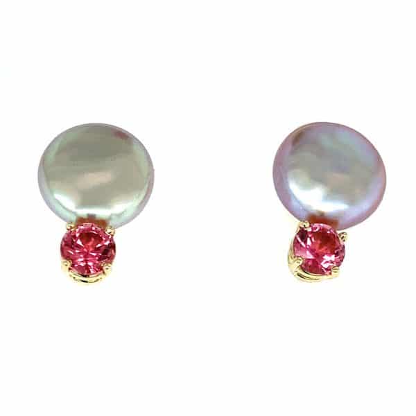 Estate Pink Pearl and Pink Tourmaline Earrings