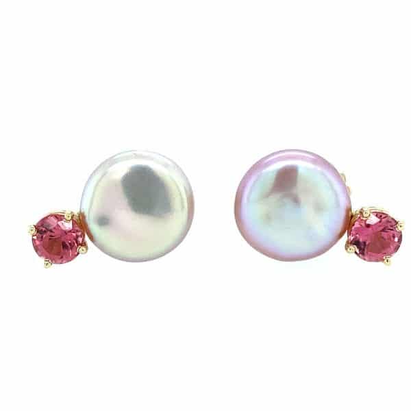 Estate Pink Pearl and Pink Tourmaline Earrings