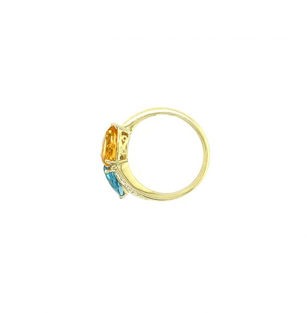 Estate Blue Topaz and Golden Citrine Ring