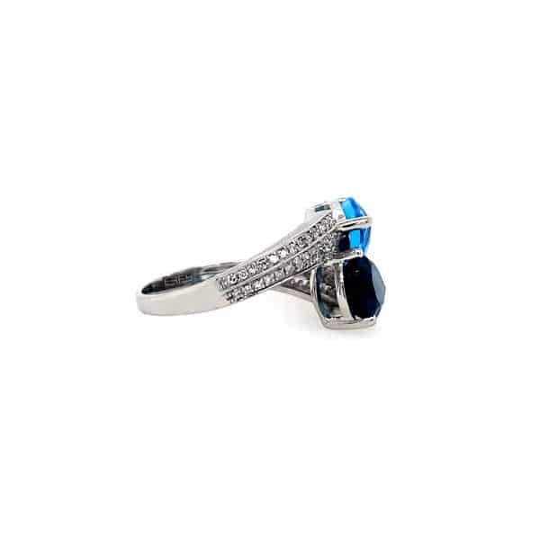 Blue Topaz and Diamond Bypass Ring