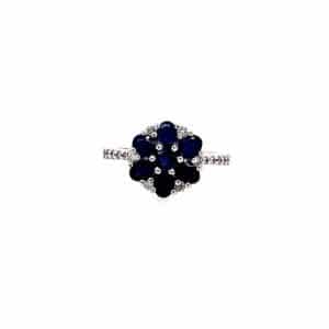Sapphire Cluster and Diamond Ring