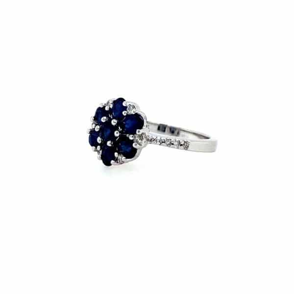 Sapphire Cluster and Diamond Ring