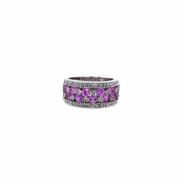 Pink Sapphire and Diamond Wide Band