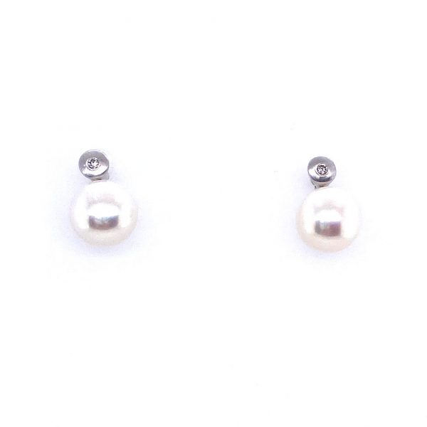 Freshwater Pearl and Diamond Studs