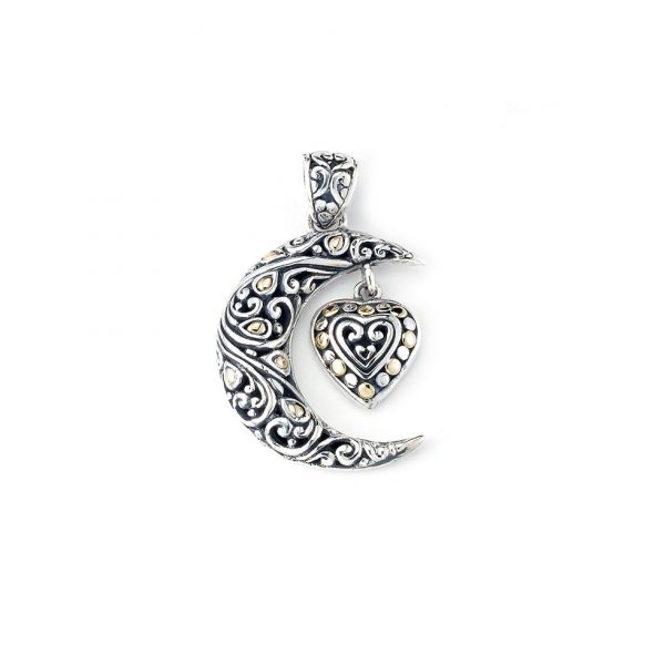Crescent Moon and Heart Pendant
