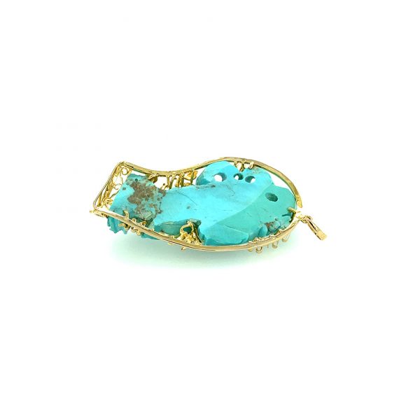 Estate Carved Turquoise Pendant