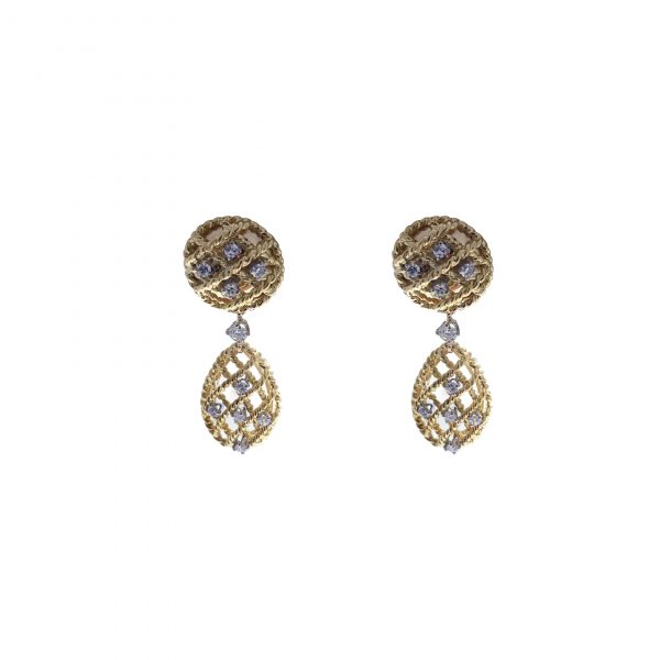 Estate Non-Pierced Diamond Drop Earrings