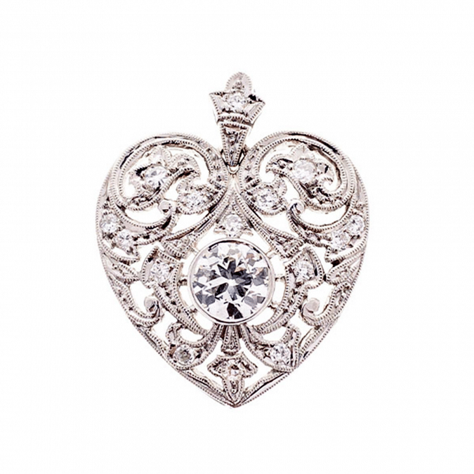 Estate Reproduction Diamond Heart Pendant