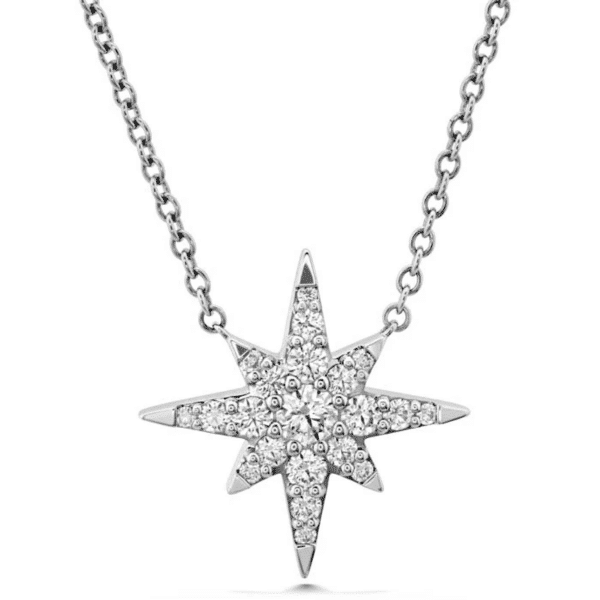 White Gold Starburst diamond pendant by hearts on fire