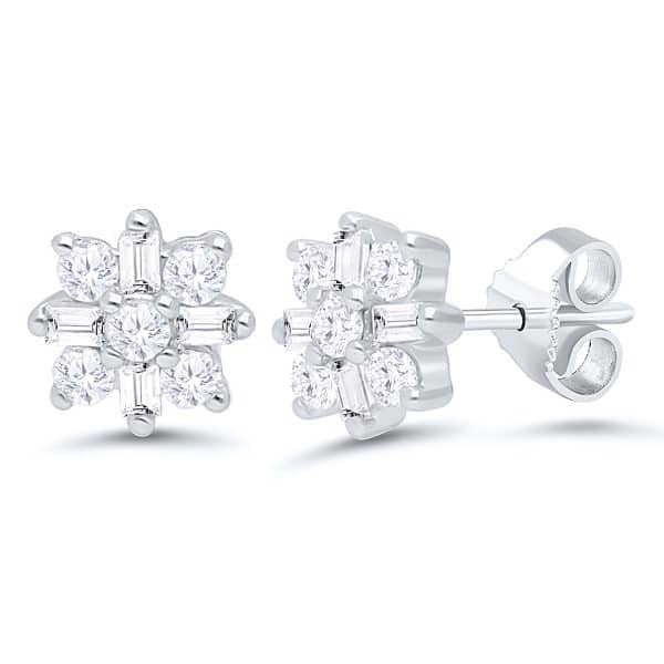 diamond starburst earrings in sterling silver