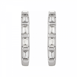 Diamond Huggie Hoop Earrings in Sterling Silver