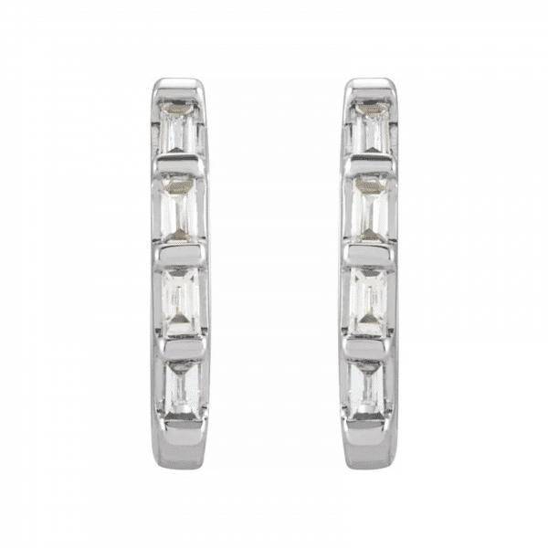 Diamond Huggie Hoop Earrings in Sterling Silver