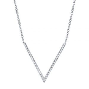White gold diamond V necklace