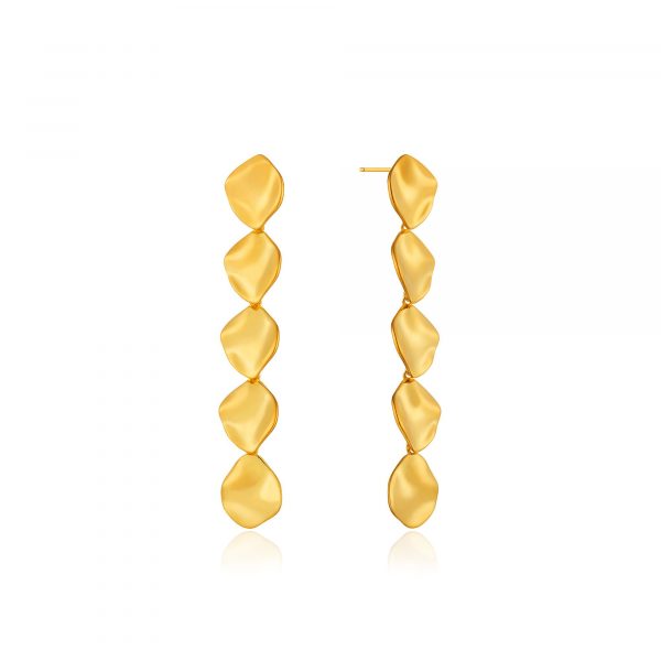 gold crush multiple discs drop earrings