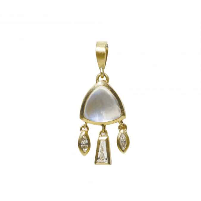 Moonstone and Diamond Pendant in Yellow Gold