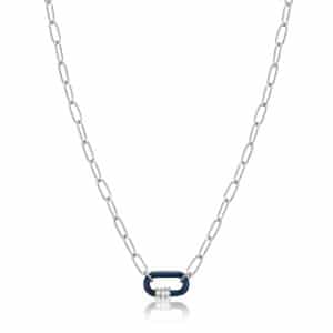 navy blue enamel carabiner necklace