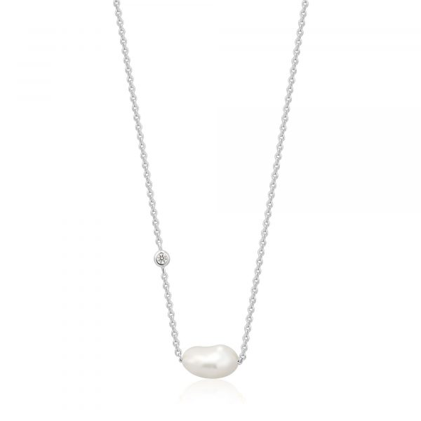 pearl necklace in sterling silver