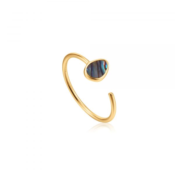 gold-plated tidal abalone adjustable ring