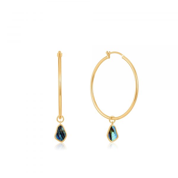 gold-plated tidal abalone drop hoop earrings