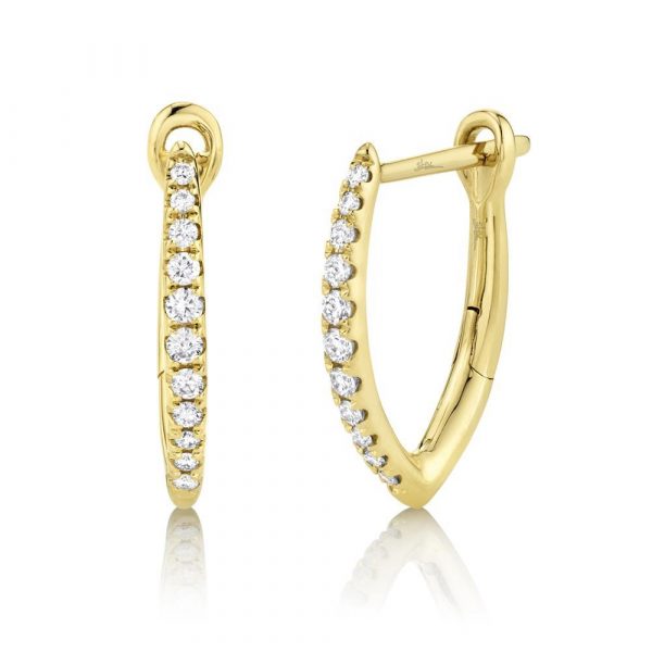 v-shaped diamond hoop earrings