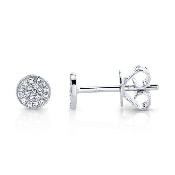 white gold diamond pave earrings side view